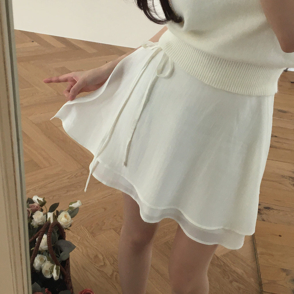 Side Tied Ribbon Skirt