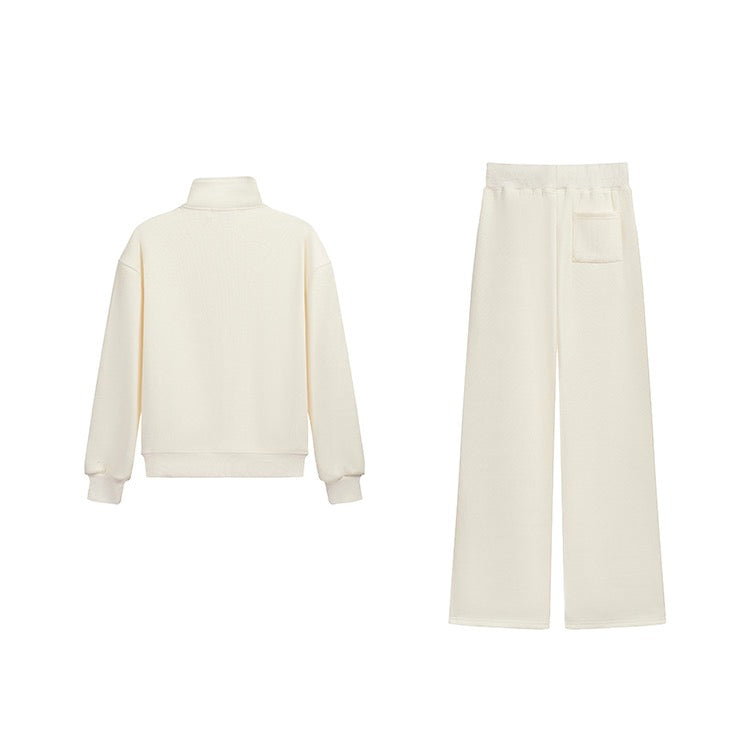 Cream Track Winter Jumper Pants Set