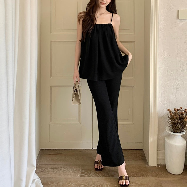 Black Babydoll Camisole Pants Set