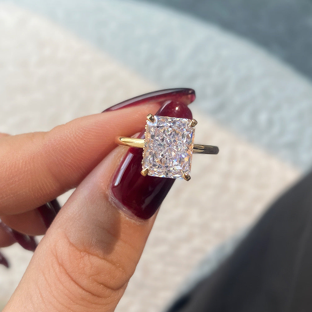 Radiant Cut Solitaire Diamond Ring S925