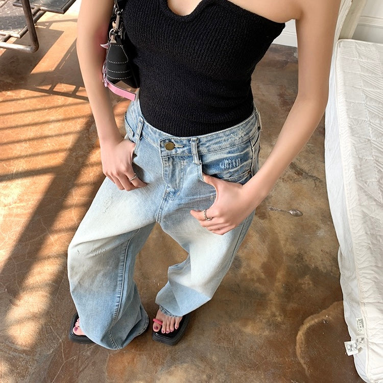 Light Blue Straight Denim Jeans