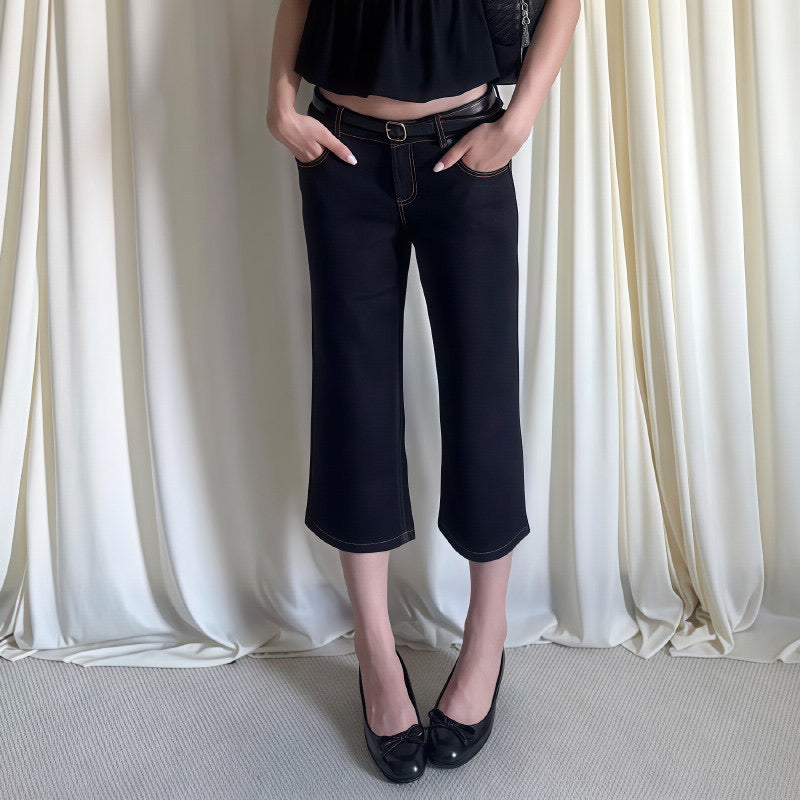 Dark Navy Denim Slim Crop Jeans