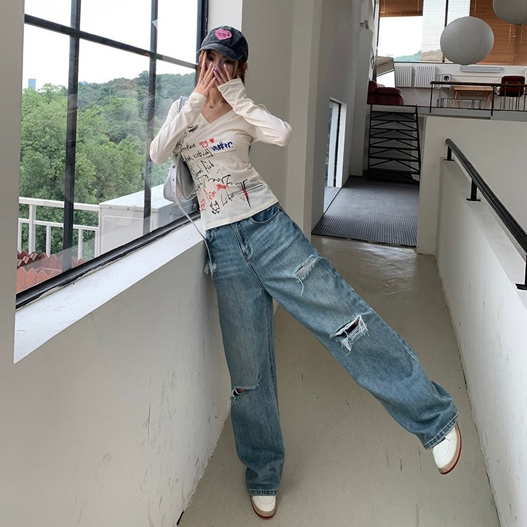 Blue Ripped Denim Jeans