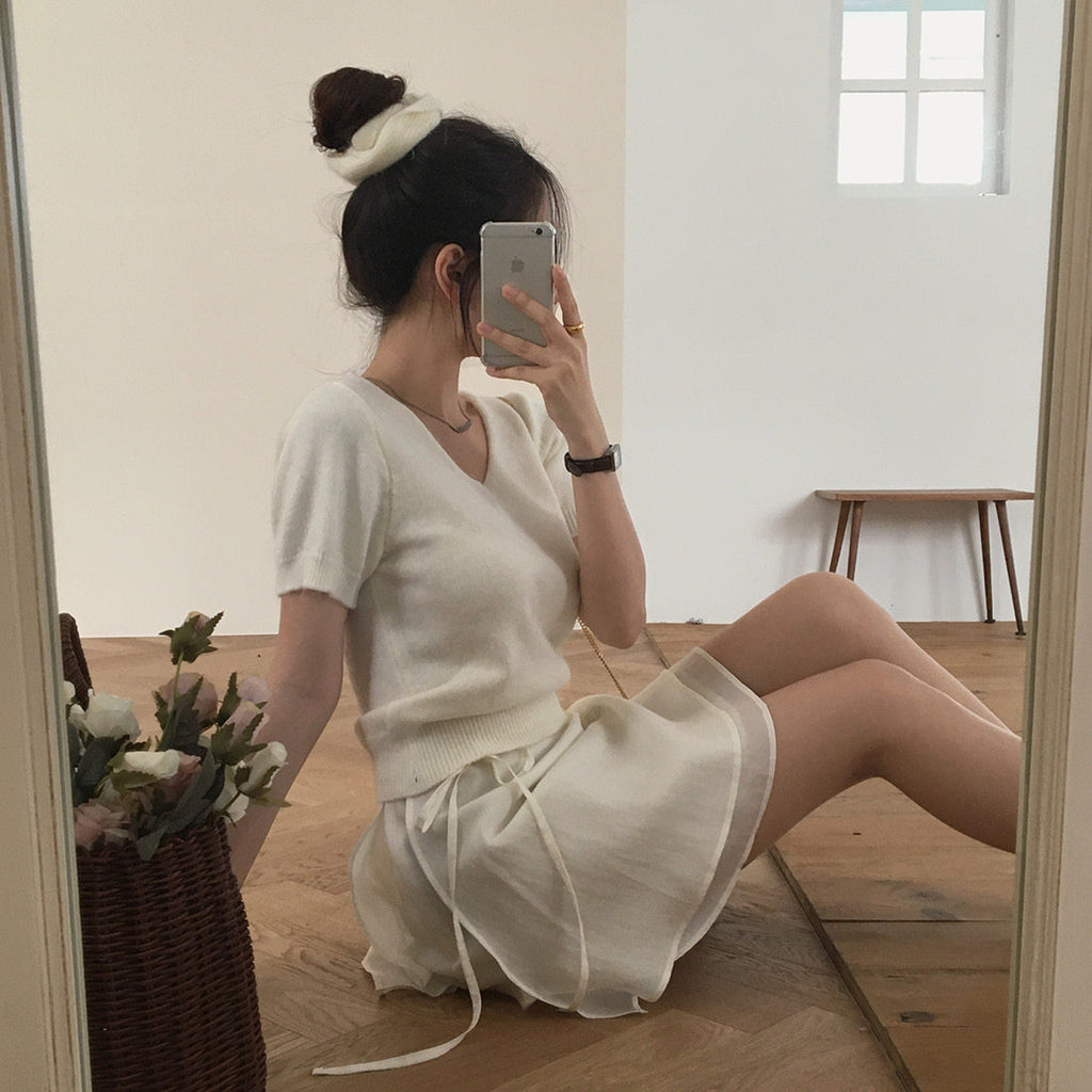 Side Tied Ribbon Skirt