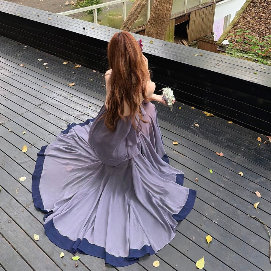 Purple Ruffle Halter Maxi Set