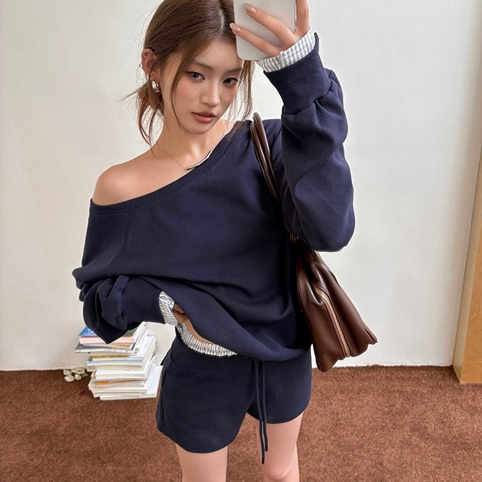 Single Off Shoulder Shorts Casual Set