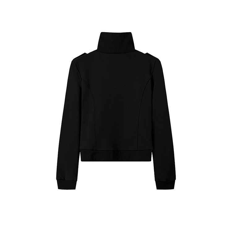 Black High Zip Pocket Jacket