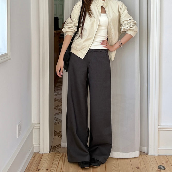 Grey Loose Straight Trousers