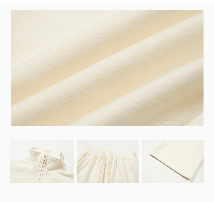 Cream Track Winter Jumper Pants Set