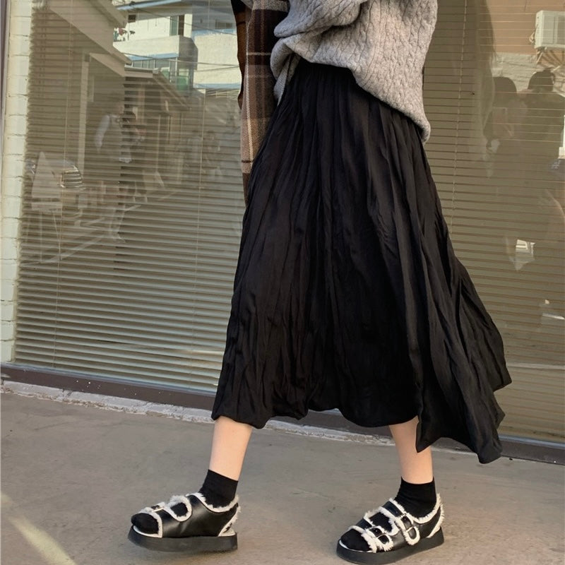 Pleat Crimped Maxi Skirt