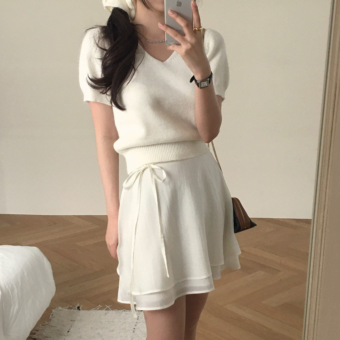 Side Tied Ribbon Skirt