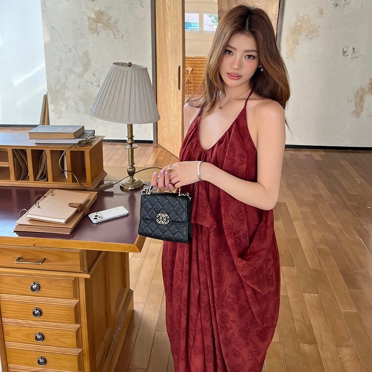 Backless Thin Strap Halter Parachute Dress
