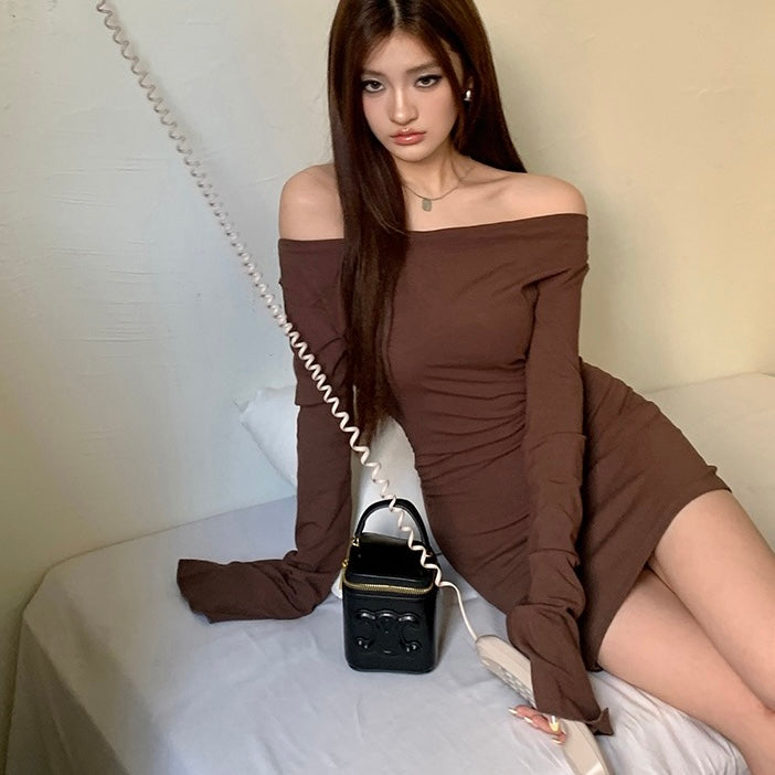 Off-Shoulder Trumpet Sleeve Dress