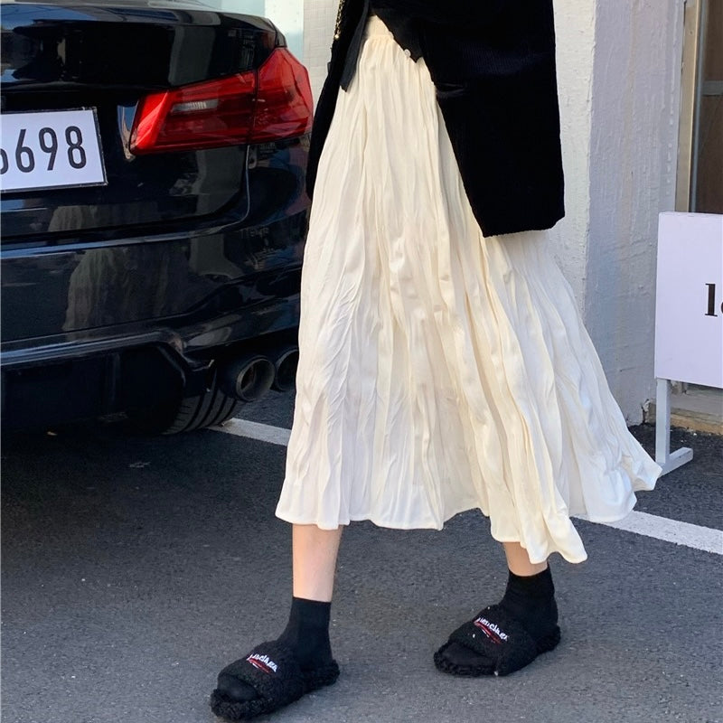 Pleat Crimped Maxi Skirt