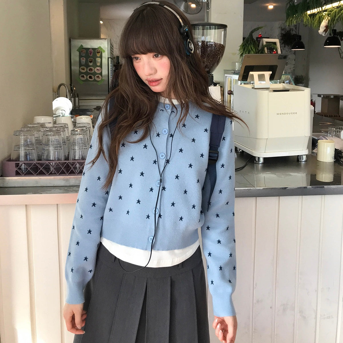 Star Pattern Cardigan Sweater