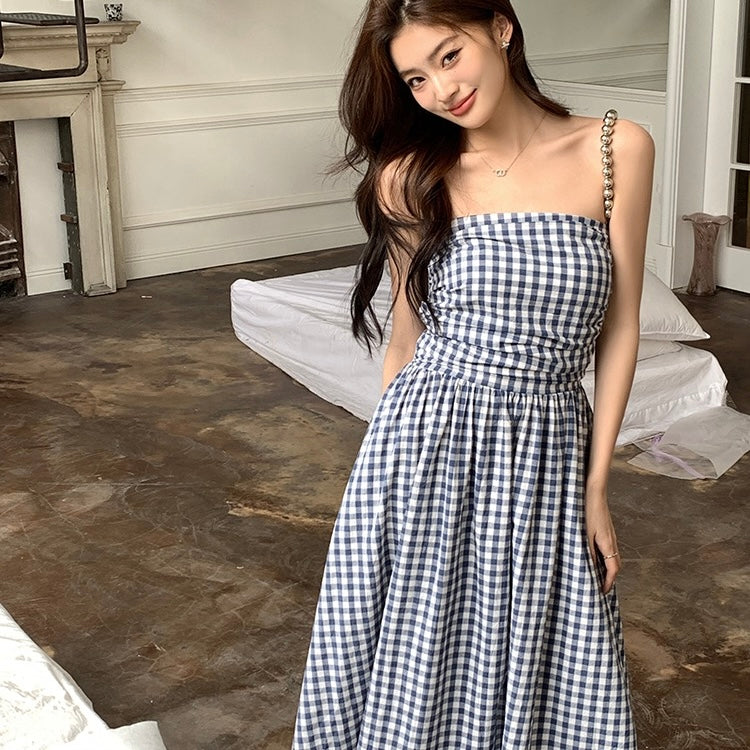 Gingham Tube Maxi Dress