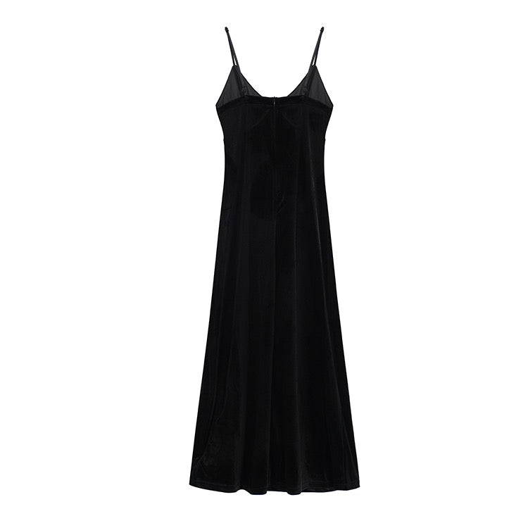 Black Velvet Slip Maxi Dress
