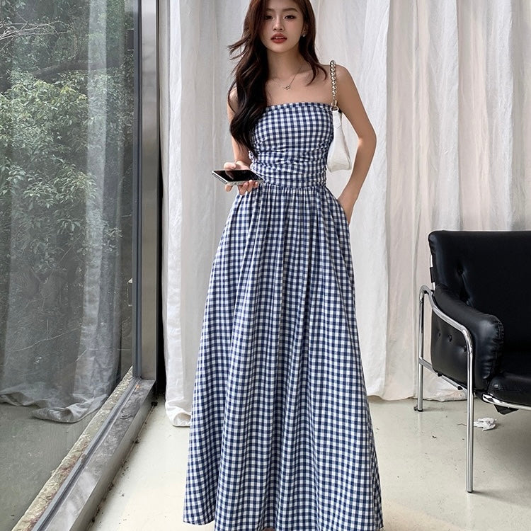 Gingham Tube Maxi Dress