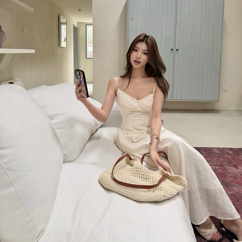 Linen Beige Maxi Dress