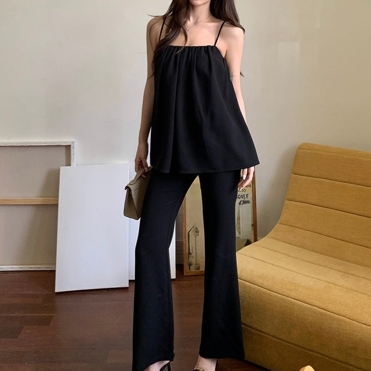 Black Babydoll Camisole Pants Set