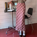 Pink Argyle Long Pencil Skirt