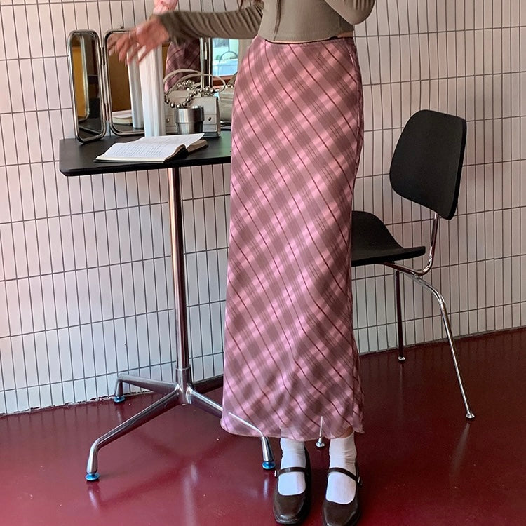Pink Argyle Long Pencil Skirt