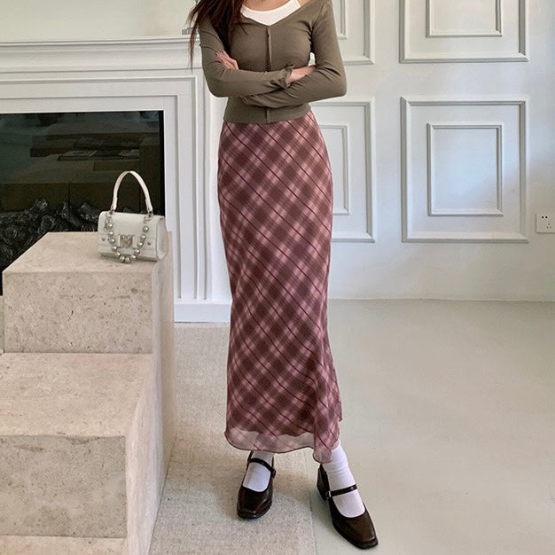 Pink Argyle Long Pencil Skirt