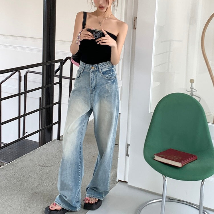 Light Blue Straight Denim Jeans