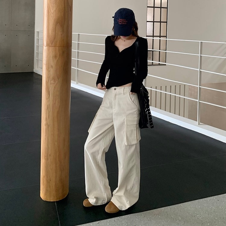 White Pocket Cargo Pants