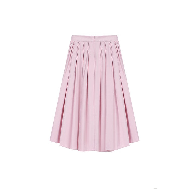 Pink Pleated Long Skirt