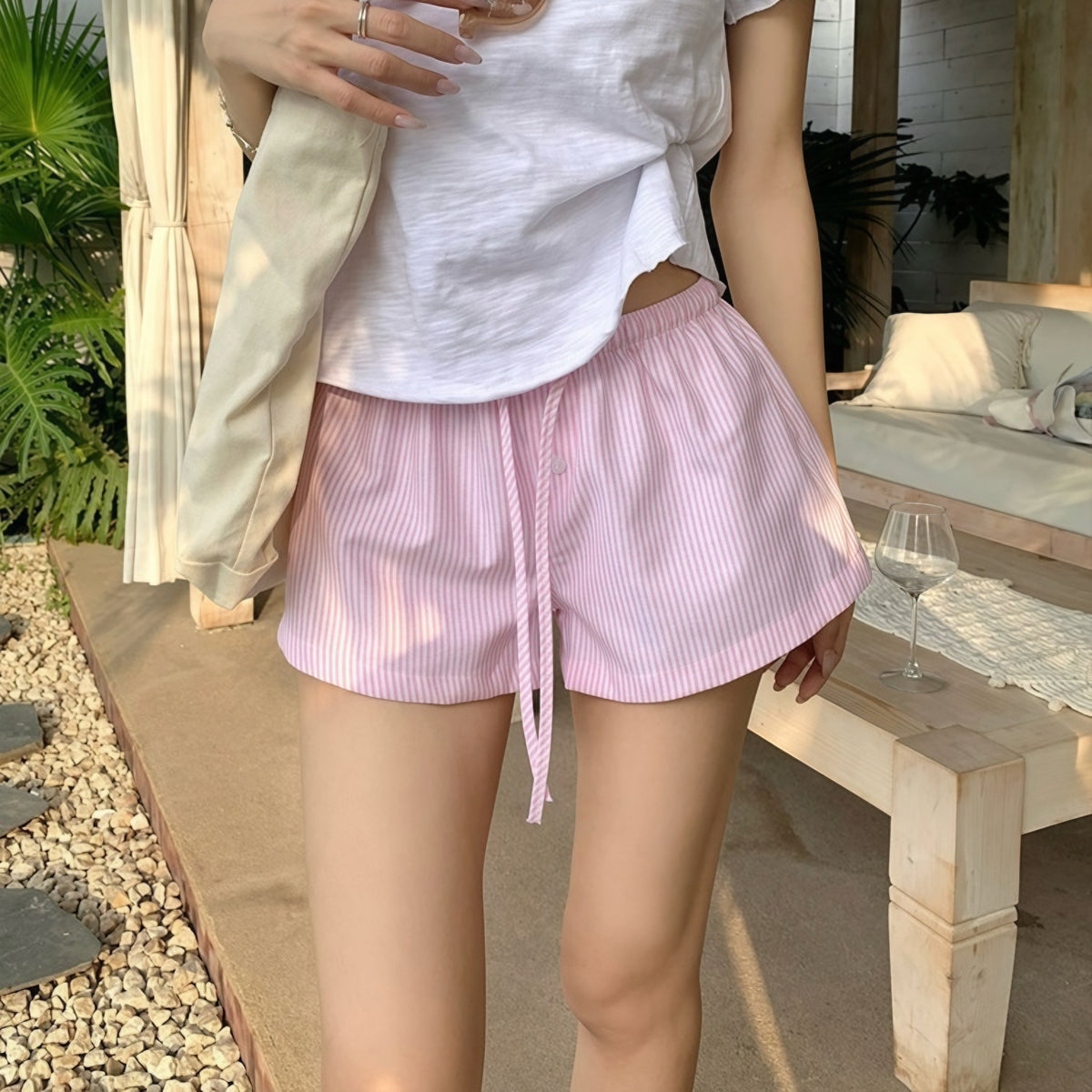 Lined Casual Drawstring Shorts