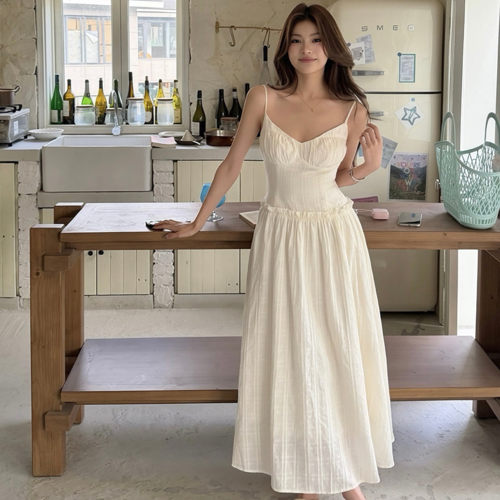 Linen Beige Maxi Dress