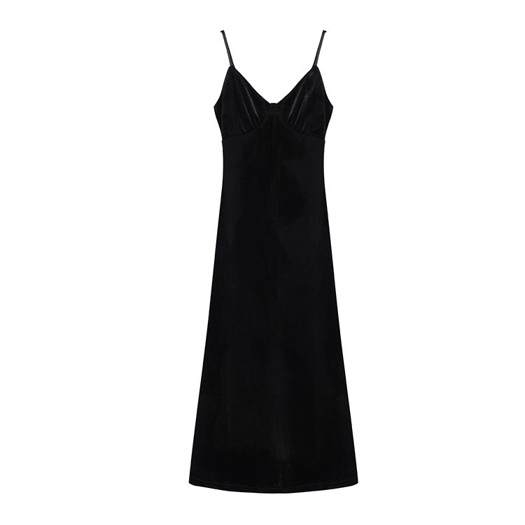 Black Velvet Slip Maxi Dress