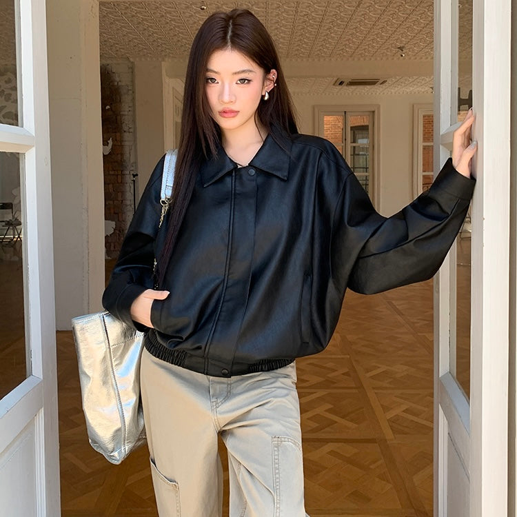 Faux Black Leather Jacket