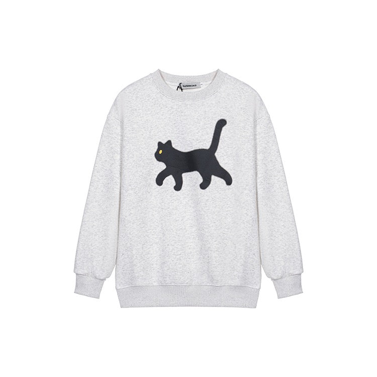 Black Cat Grey Sweater