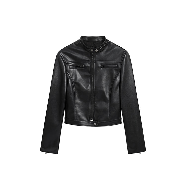 Black Faux Leather Biker Jacket