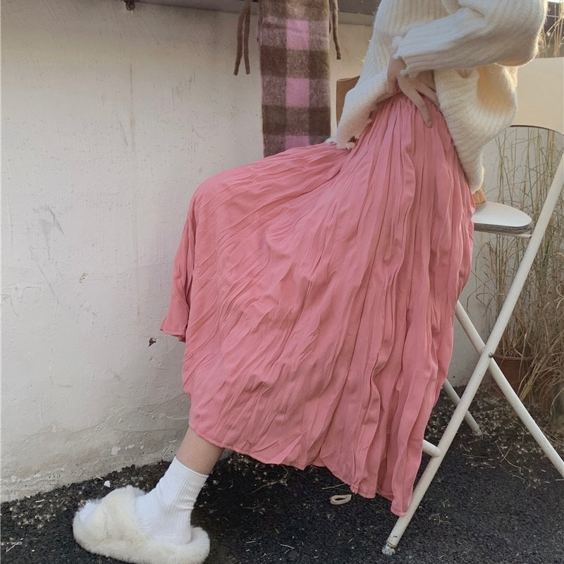 Pleat Crimped Maxi Skirt