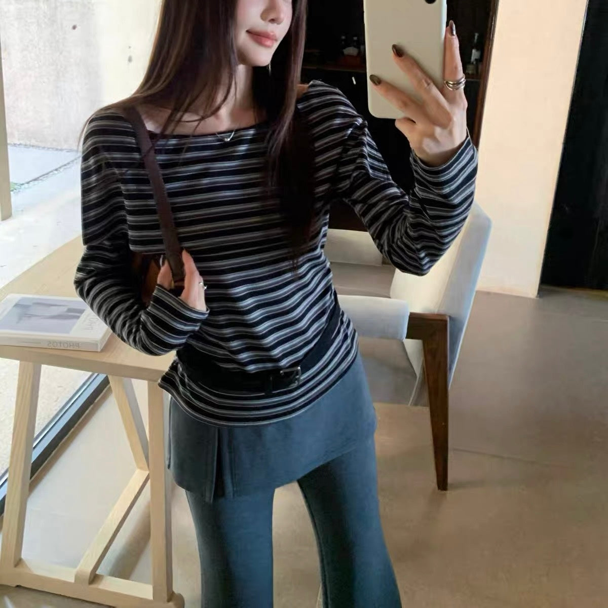 Stripe Horizontal Long-Sleeve Top