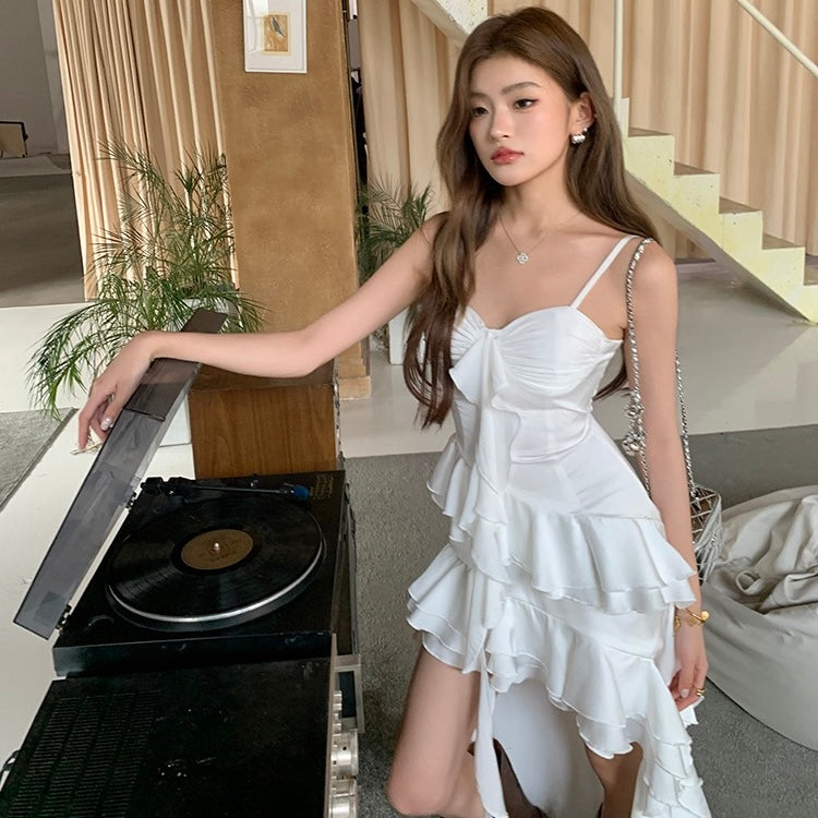 White Long Ruffle Boho Dress