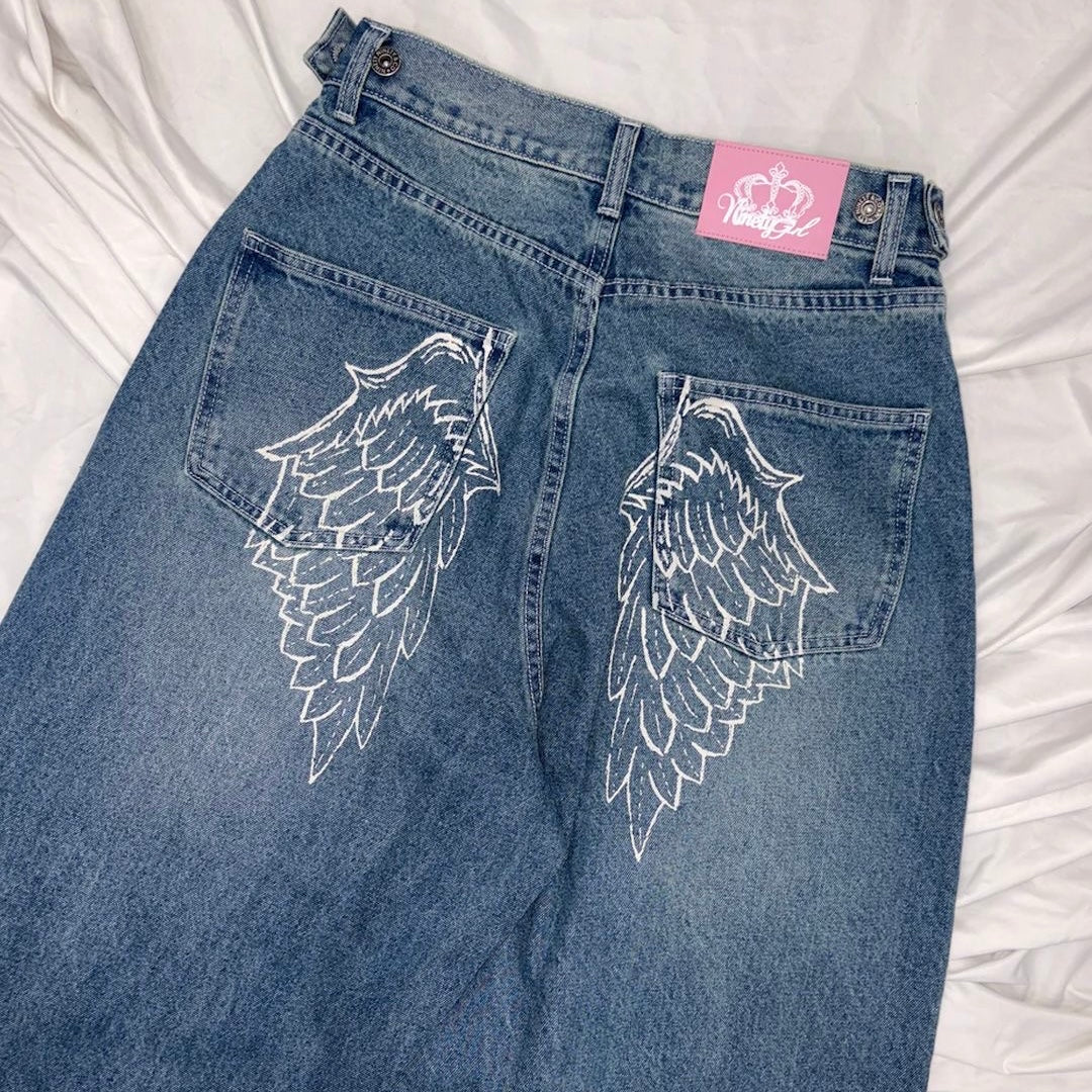 Angel Wings Y2K Baggy Denim Jeans