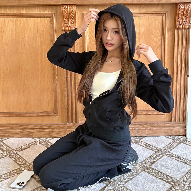 Black Hoodie Tracksuit Set