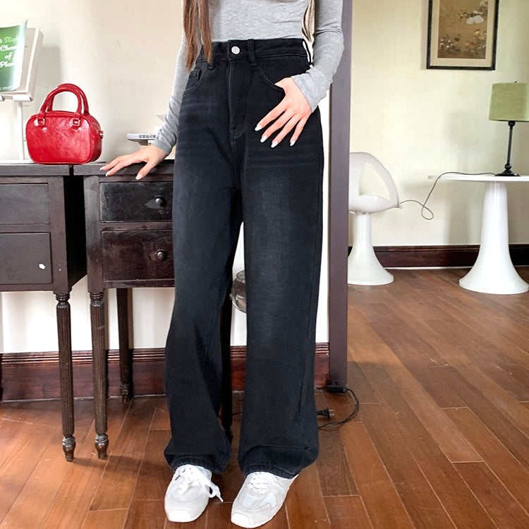 Black Straight Denim Pants