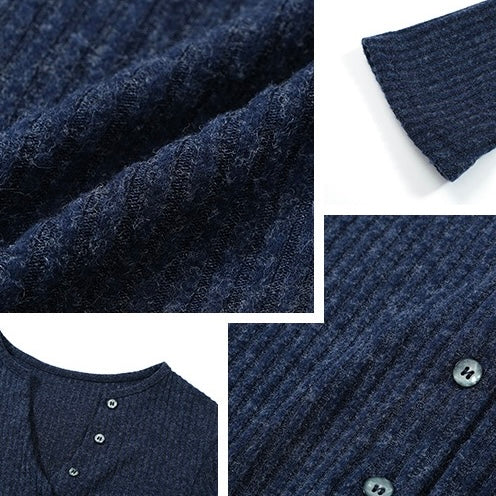 Knit Navy Button-Up Sweater