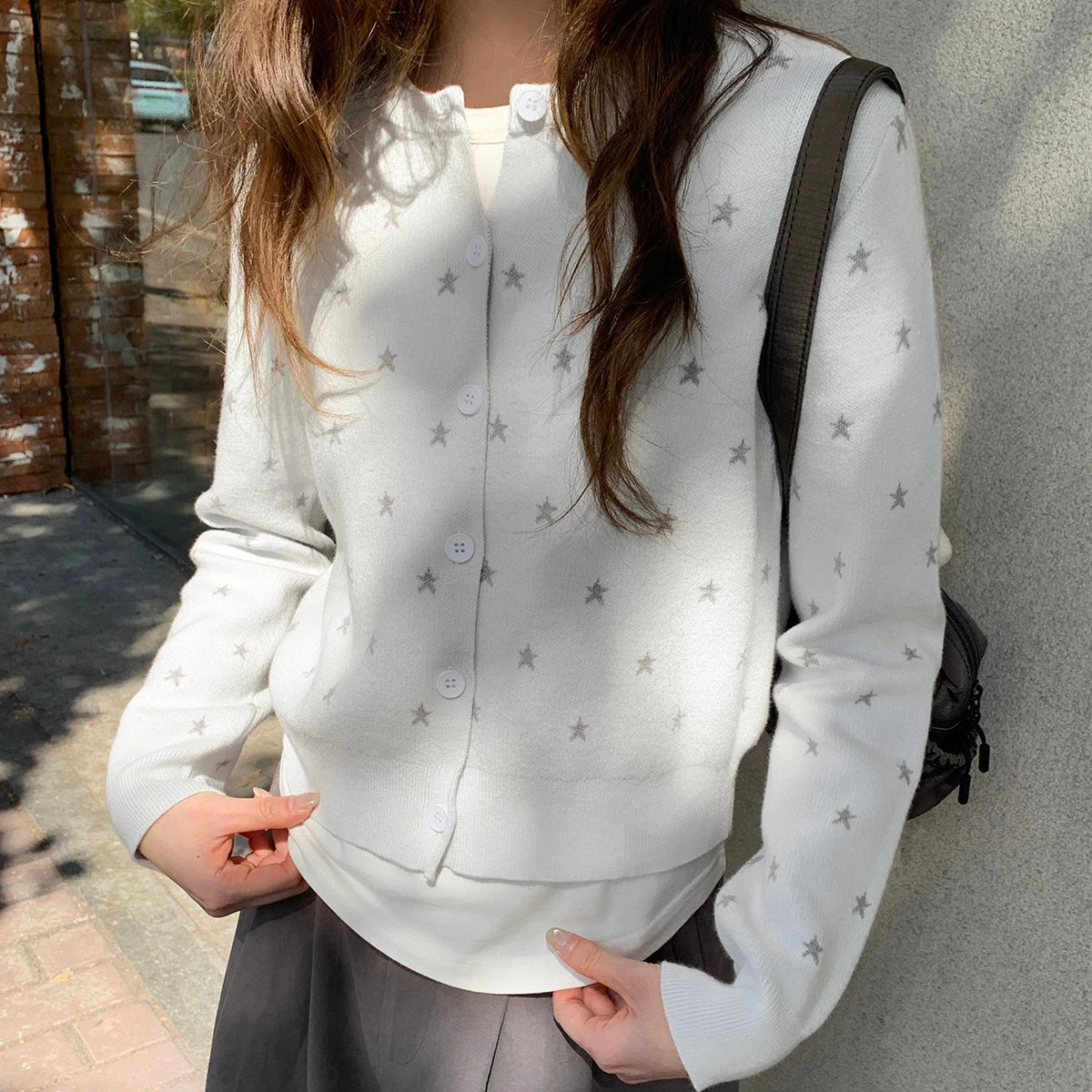 Star Pattern Cardigan Sweater