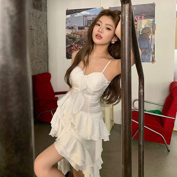 White Long Ruffle Boho Dress