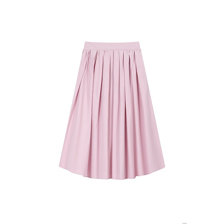 Pink Pleated Long Skirt