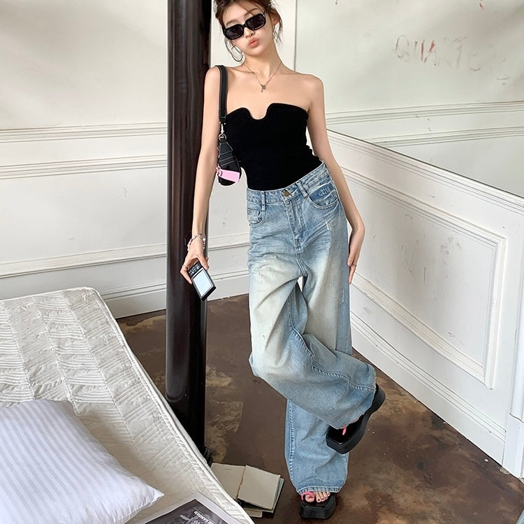 Light Blue Straight Denim Jeans