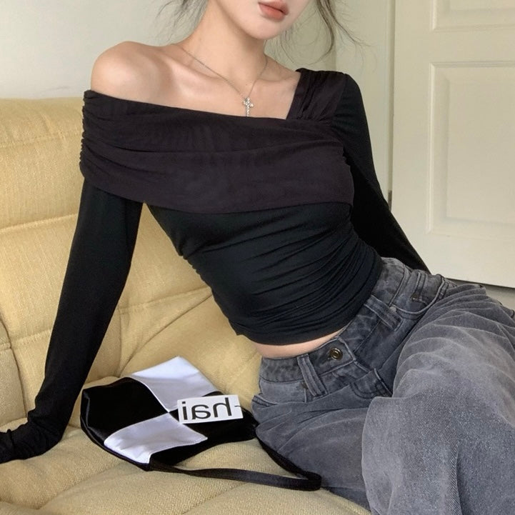 Asymmetric Off-Shoulder Sleeve Top