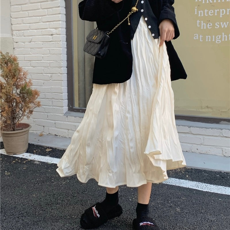 Pleat Crimped Maxi Skirt