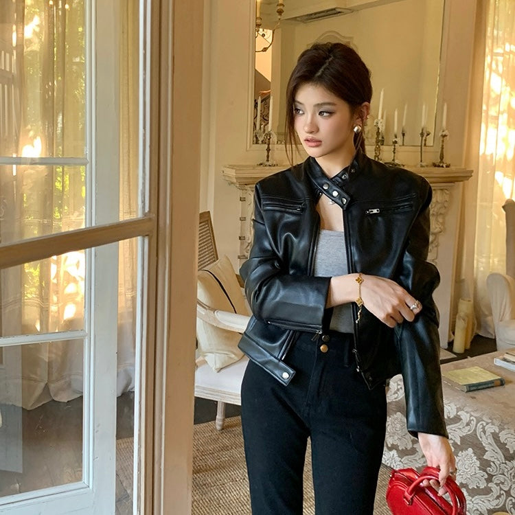 Black Faux Leather Biker Jacket